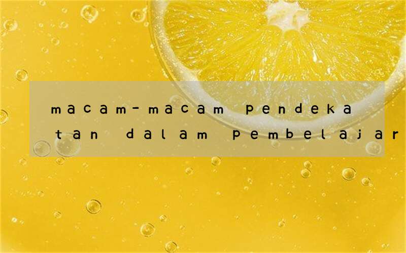 macam-macam pendekatan dalam pembelajaran bahasa inggris
